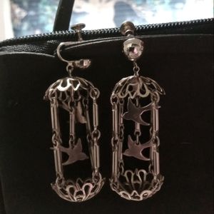 Vintage Bird Cage Earrings with screw on backs